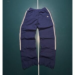 Vintage Adidas Track Pants Men's Large Blue White Striped Baggy Windbreaker Y2K‎